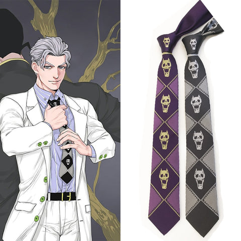 JoJo Bizarre Adventure KILLER QUEEN Kira Yoshikage Skull Neck Tie Cosplay Costumes
